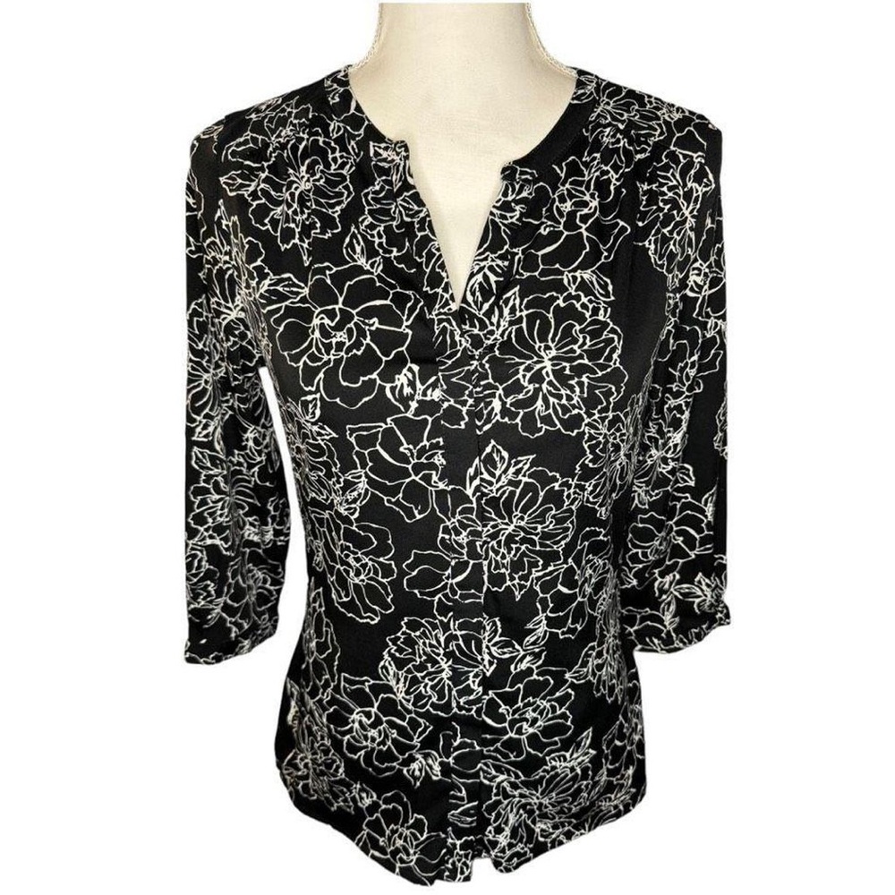 Floral Black and White Women's Top
